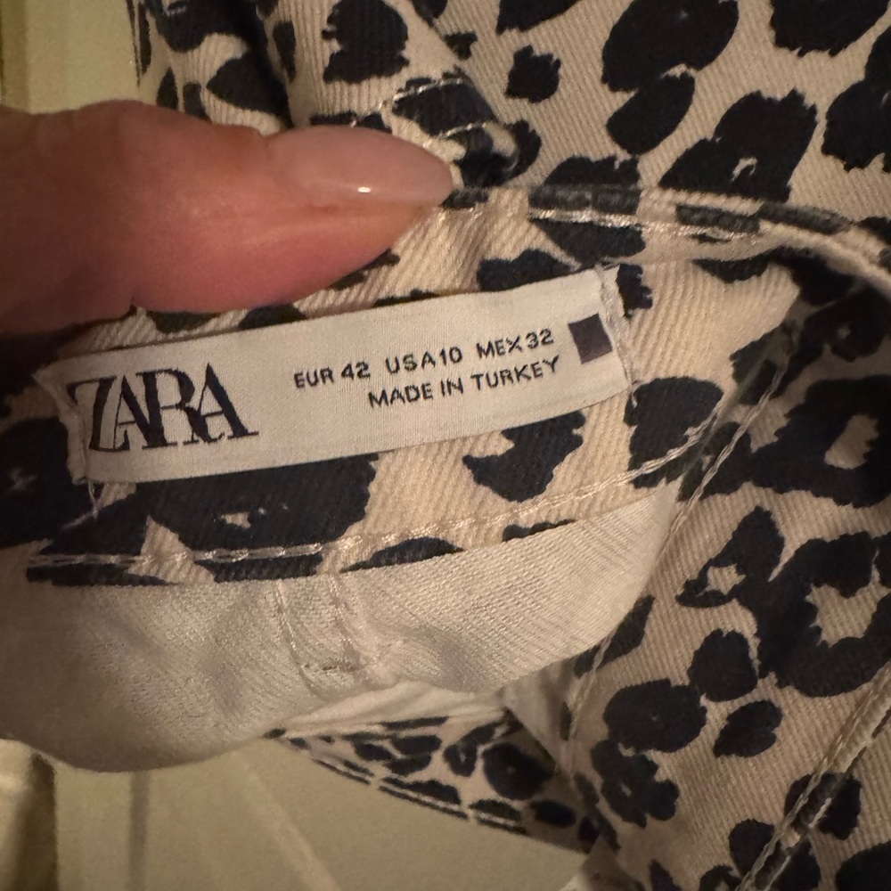 Zara Black and White Animal Print Pants